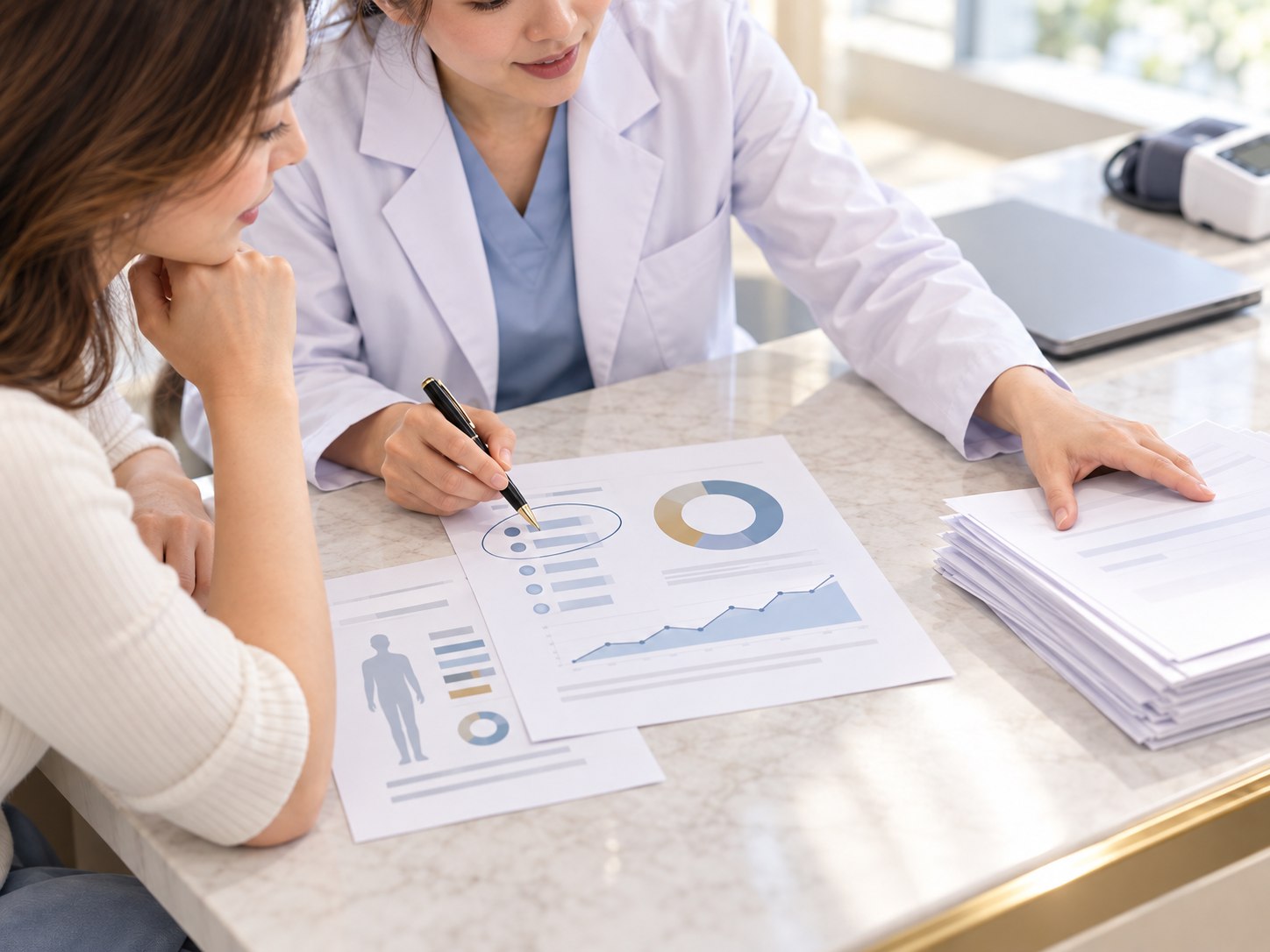 Clinician and patient review selected baseline health markers together